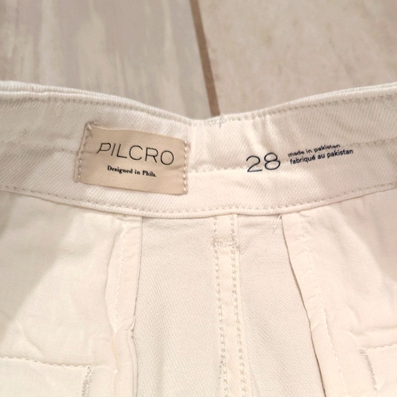 NWOT Anthropologie Pilcro high rise pleated culotte crop jeans wide leg 28 white - Picture 7 of 9
